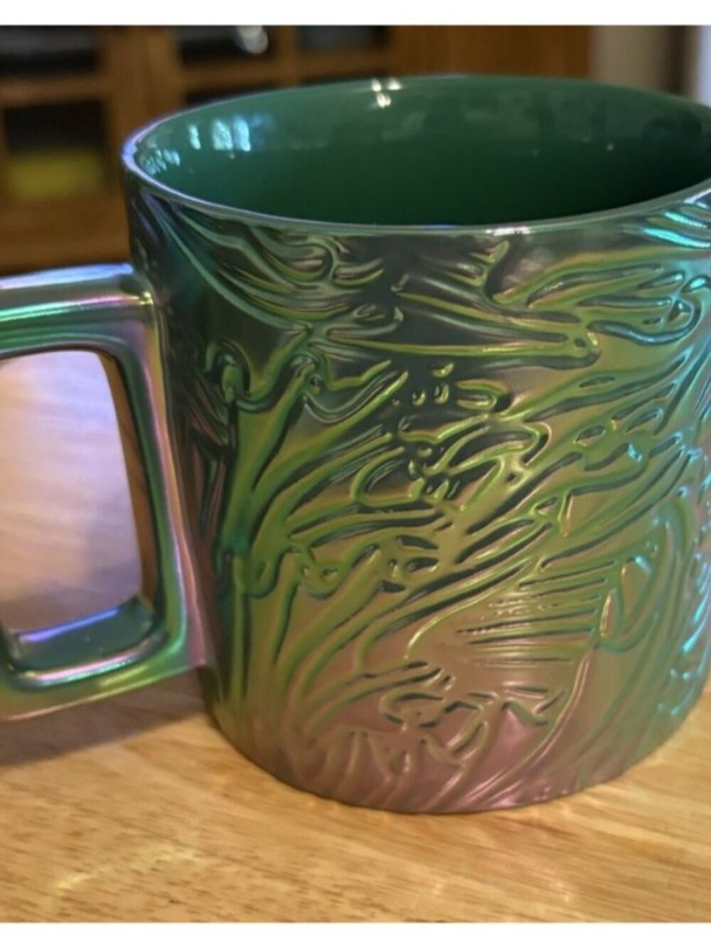 Starbucks 2024 Spring Green Siren Tail Iridescent Ceramic Mug Inside Logo - V - Picture 3 of 7